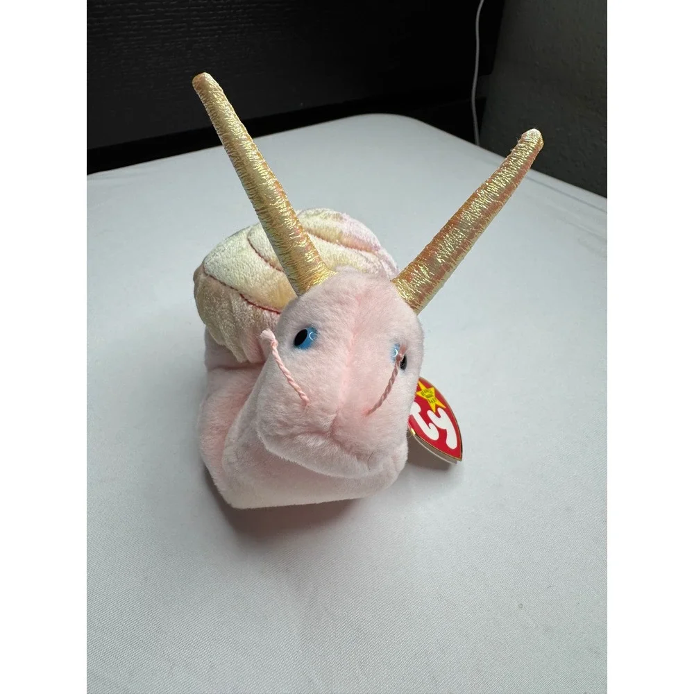 Ty Beanie Baby Swirly the Snail Pink Plush Iridescent Shell 1999 Vintage 4249